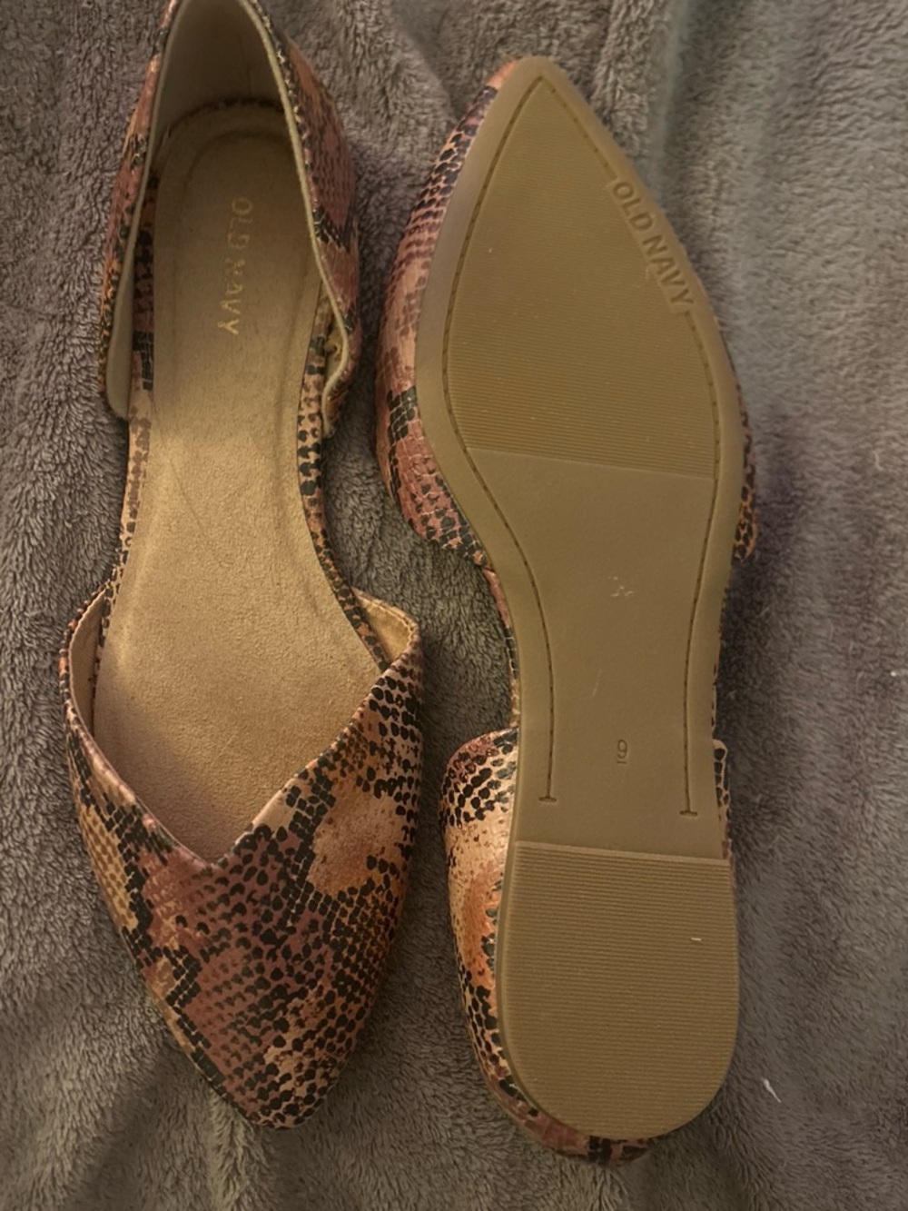 Old Navy Brown/Black Snake-Print D'Orsay Flats